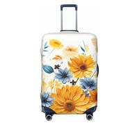 DWVTFSM Housse de protection élastique anti-rayures pour valise de voyage lavable avec tournesols et libellules pour valise de 45,7 à 81,3 cm, Noir , L