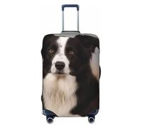 DWVTFSM Housse de protection élastique anti-rayures pour valise de voyage lavable Border Collie pour valise de 45,7 à 81,3 cm, Noir , M
