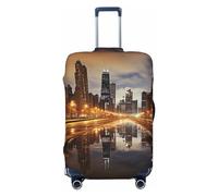 DWVTFSM Housse de protection élastique anti-rayures pour valise de voyage lavable Chicago pour valise de 45,7 à 81,3 cm, Noir , S