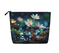Dwvtfsm Il y a différentes petites fleurs trousse de maquillage pour femme, organiseur de voyage en lin imperméable, léger avec fermeture éclair, trousse de toilette de voyage organisateur de pinceaux
