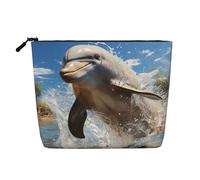 Dwvtfsm Il y a une trousse de maquillage de voyage en lin imperméable avec fermeture éclair pour femme, sac de rangement pour pinceaux de maquillage