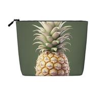 Dwvtfsm Jolie trousse de maquillage en forme d'ananas pour femme, organiseur de voyage en lin imperméable, léger avec fermeture éclair, trousse de toilette de voyage, sac de rangement pour pinceaux de