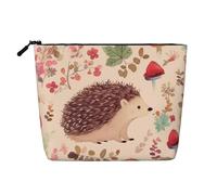 Dwvtfsm Jolie trousse de maquillage en forme de hérisson pour femme, étanche, organiseur de voyage en lin, léger avec fermeture éclair, trousse de toilette de voyage, sac de rangement pour pinceaux de