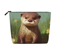 Dwvtfsm Jolie trousse de maquillage en lin imperméable avec fermeture éclair pour femmes, trousse de toilette de voyage légère avec fermeture éclair