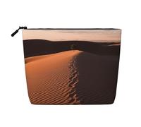 Dwvtfsm Lonely Shadow On The Desert Trousse de maquillage pour femme en lin imperméable avec fermeture éclair et fermeture éclair