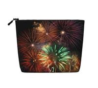 Dwvtfsm Splendid Fireworks Trousse de maquillage pour femme en lin imperméable avec fermeture éclair et fermeture éclair