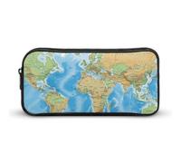 DWVTFSM Trousse à crayons avec carte du monde - Grande capacité - Jolie trousse de maquillage pour homme et femme