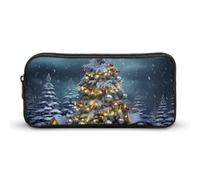 DWVTFSM Trousse à crayons avec motif sapin de Noël - Grande capacité - Jolie trousse de maquillage pour homme et femme