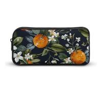 DWVTFSM Trousse à crayons de grande capacité avec fleurs oranges et blanches, trousse de maquillage pour homme et femme