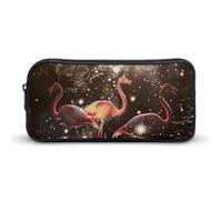 DWVTFSM Trousse à crayons de grande capacité avec image de flamant rose pêche, trousse de maquillage pour homme et femme
