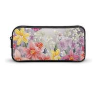 DWVTFSM Trousse à crayons de grande capacité avec motif fleurs printanières, trousse de maquillage pour homme et femme