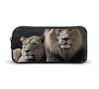 DWVTFSM Trousse à crayons de grande capacité avec motif lions masculins et féminins - Trousse de maquillage pour homme et femme