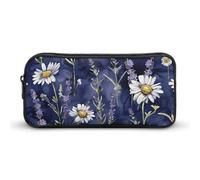 DWVTFSM Trousse à crayons lavande et marguerites - Grande capacité - Jolie trousse à crayons - Trousse de maquillage pour homme et femme
