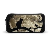 DWVTFSM Trousse à crayons motif chat assis sur une branche - Grande capacité - Jolie trousse à crayons - Trousse de maquillage pour homme et femme