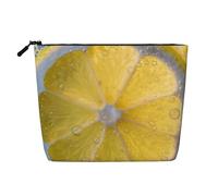 Dwvtfsm Trousse de maquillage à bulles de citron pour femme, organiseur de voyage en lin imperméable, léger avec fermeture éclair, trousse de toilette de voyage, sac de rangement pour pinceaux de