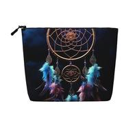 Dwvtfsm Trousse de maquillage attrape-rêves pour femme, étanche, en lin, légère avec fermeture éclair, trousse de toilette de voyage, sac de rangement pour pinceaux de maquillage