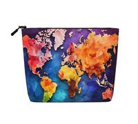 Dwvtfsm Trousse de maquillage avec carte de couleur pour femme, organiseur de voyage en lin imperméable, léger avec fermeture éclair, trousse de toilette de voyage, sac de rangement pour pinceaux de