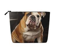 Dwvtfsm Trousse de maquillage Bulldog anglais pour femme, étanche, organiseur de voyage en lin, léger à fermeture éclair, trousse de toilette de voyage, organisateur de pinceaux de maquillage, sac de
