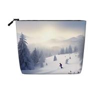 Dwvtfsm Trousse de maquillage d'hiver pour femme, imperméable, en lin, légère avec fermeture éclair, trousse de toilette de voyage, trousse de rangement pour pinceaux de maquillage