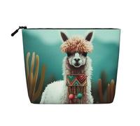 Dwvtfsm Trousse de maquillage en alpaga pour femme, imperméable, en lin, organiseur de cosmétiques de voyage léger à fermeture éclair, trousse de toilette de voyage, organisateur de pinceaux de