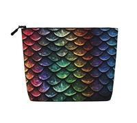 Dwvtfsm Trousse de maquillage en forme d'écailles de dragon pour femme, organiseur de cosmétiques de voyage en lin imperméable, léger à fermeture éclair, trousse de toilette de voyage, sac de