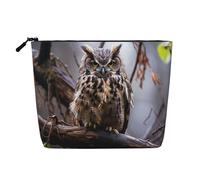 Dwvtfsm Trousse de maquillage Hibou sur une branche pour femme, étanche, organiseur de voyage en lin, léger à fermeture éclair, trousse de toilette de voyage, sac de rangement pour pinceaux de
