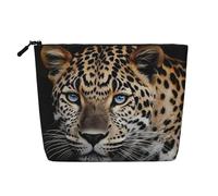 Dwvtfsm Trousse de maquillage léopard tigre pour femme, organiseur de voyage en lin imperméable, léger à fermeture éclair, trousse de toilette de voyage, organisateur de pinceaux de maquillage, sac de
