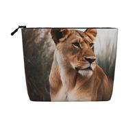 Dwvtfsm Trousse de maquillage Lion Wildlife pour femme, étanche, organiseur de voyage en lin, léger à fermeture éclair, trousse de toilette de voyage, organisateur de pinceaux de maquillage, sac de