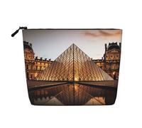 Dwvtfsm Trousse de maquillage Louvre Museum In Paris pour femme, étanche, organiseur de voyage en lin, léger avec fermeture éclair, trousse de toilette de voyage, sac de rangement pour pinceaux de