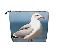 Dwvtfsm Trousse de maquillage mignonne en forme de mouette pour femme, organiseur de voyage en lin imperméable, léger avec fermeture éclair, trousse de toilette de voyage, sac de rangement pour