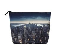 Dwvtfsm Trousse de maquillage New York City pour femme, étanche, organiseur de voyage en lin, léger avec fermeture éclair, trousse de toilette de voyage, sac de rangement pour pinceaux de maquillage