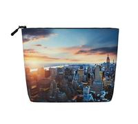 Dwvtfsm Trousse de maquillage New York City Skyline pour femme, étanche, organiseur de voyage en lin, léger avec fermeture éclair, trousse de toilette de voyage, organisateur de pinceaux de maquillage