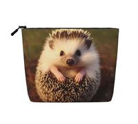 Dwvtfsm Trousse de maquillage pour bébé hérisson pour femme, étanche, organiseur de voyage en lin, léger avec fermeture éclair, trousse de toilette de voyage, sac de rangement pour pinceaux de