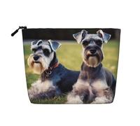 Dwvtfsm Trousse de maquillage pour femme avec motif chiens schnauzer adultes, étanche, organiseur de voyage en lin, léger à fermeture éclair, trousse de toilette de voyage, sac de rangement pour