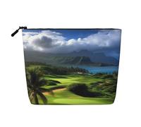 Dwvtfsm Trousse de maquillage tropicale de golf pittoresque hawaïenne pour femme, organiseur de voyage en lin imperméable, léger à fermeture éclair, trousse de toilette de voyage, sac de rangement