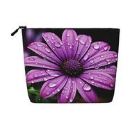 Dwvtfsm Trousse de maquillage violette marguerite pour femme, organiseur de voyage en lin imperméable, léger avec fermeture éclair, trousse de toilette de voyage, sac de rangement pour pinceaux de