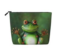 Dwvtfsm Trousse de maquillage Welcome Frog pour femme, imperméable, en lin, organiseur de cosmétiques de voyage, léger à fermeture éclair, trousse de toilette de voyage, organisateur de pinceaux de