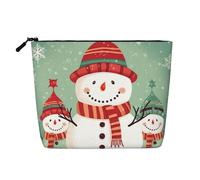Dwvtfsm Trousse de toilette de voyage en lin imperméable avec motif bonhomme de neige et fermeture éclair pour femmes, trousse de toilette de voyage, trousse de rangement pour pinceaux de maquillage