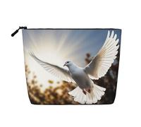 Dwvtfsm White Dove Trousse de maquillage pour femme en lin imperméable avec fermeture éclair et fermeture éclair