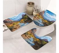 DWVTFSM Zion National Park Lot de 3 tapis de douche antidérapants avec contour en forme de U, en microfibre absorbante et lavable pour décoration de baignoire/douche