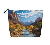 Dwvtfsm Zion National Park Trousse de maquillage pour femme, imperméable, en lin, organiseur de cosmétiques de voyage, léger à fermeture éclair, trousse de toilette de voyage, sac de rangement pour