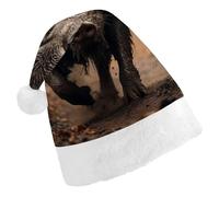 DWVTSLH Chapeau de Noël avec photos de sanglier imprimées - Chapeau de Père Noël doux et confortable en velours épais - Convient pour Noël, Nouvel An, vacances