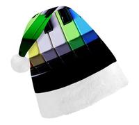 DWVTSLH Chapeau de Noël coloré piano musique arc-en-ciel imprimé Père Noël chapeau doux et confortable en velours épais chapeau de Noël chapeau de Noël adapté pour Noël, Nouvel An, vacances