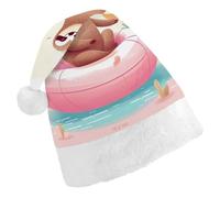 DWVTSLH Chapeau de Noël paresseux flamant rose imprimé Père Noël chapeau doux et confortable en velours épais chapeau de Noël chapeau de Noël adapté pour Noël, Nouvel An, vacances fournitures de fête