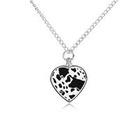 DWVTSLH Collier urne funéraire en acier inoxydable avec imprimé vache noire et blanche pour chien et chat - Collier urne commémorative pour homme et femme - Pendentif souvenir en forme de cœur