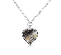 DWVTSLH Collier urne funéraire en acier inoxydable pour animaux de compagnie en marbre noir et blanc avec pendentif en forme de cœur personnalisé pour homme/femme