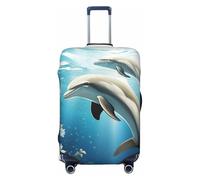 DWVTSLH Kiss Dolphin Tale Housse de bagage pour valise, approuvée par la TSA, housse de protection en élasthanne élastique, lavable, anti-rayures pour bagages de voyage de 45,7 à 81,3 cm, Noir , M
