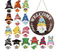 dwxnauixl Panneau de Bienvenue de GNOME d'hiver pièces magnétiques Chapeaux Amovibles Beau Bricolage Panneau Bienvenue GNOME Interchangeable 30 Logos Remplacement interchangeables, tapez+1