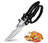 Dwzenvie Heavy Duty Poultry Shears, Kitchen Shears Black with Slip Handle & Safety Lock, Multi-Purpose Kitchen Scissors for Chicken, Meat Cutting Turkey Fish Vegetables