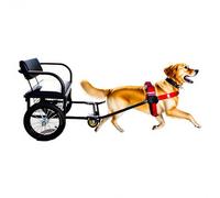 DWZL Chariot Tracté par Chien avec Siège et Remorque Détachable - pour Chiens de 10 à 60 kg (22 à 132 LB) - Sangle de Traction - Pneus Tout-Terrain 14" + Frein au Pied(Size:Dog Weight 40-60kg)